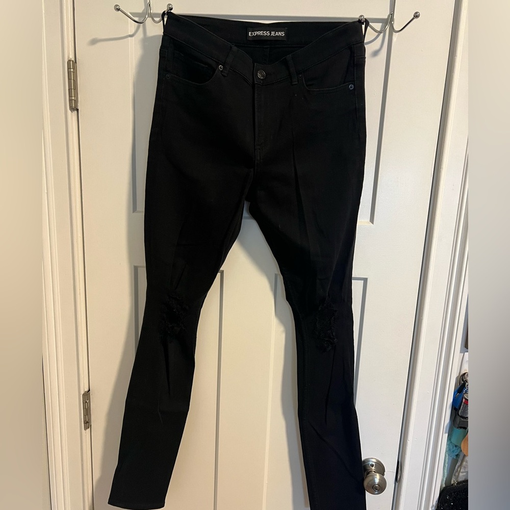 Express Ripped Knee Black Jeans size 10L